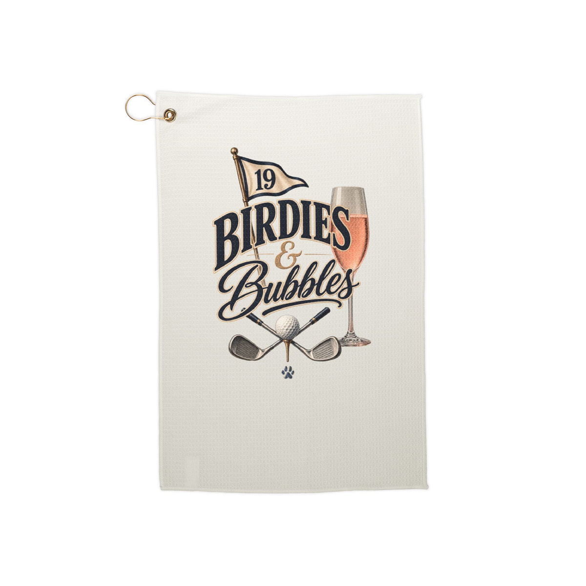 Birdies & Bubbles Rose - Cream Golf Towel