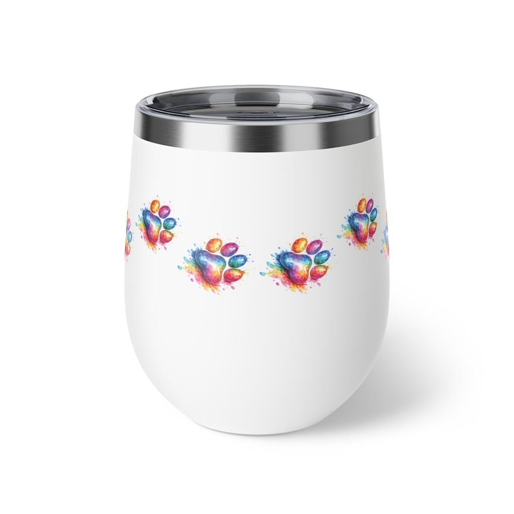 Rainbow Watercolor Paw Print - 12oz Wine Tumbler