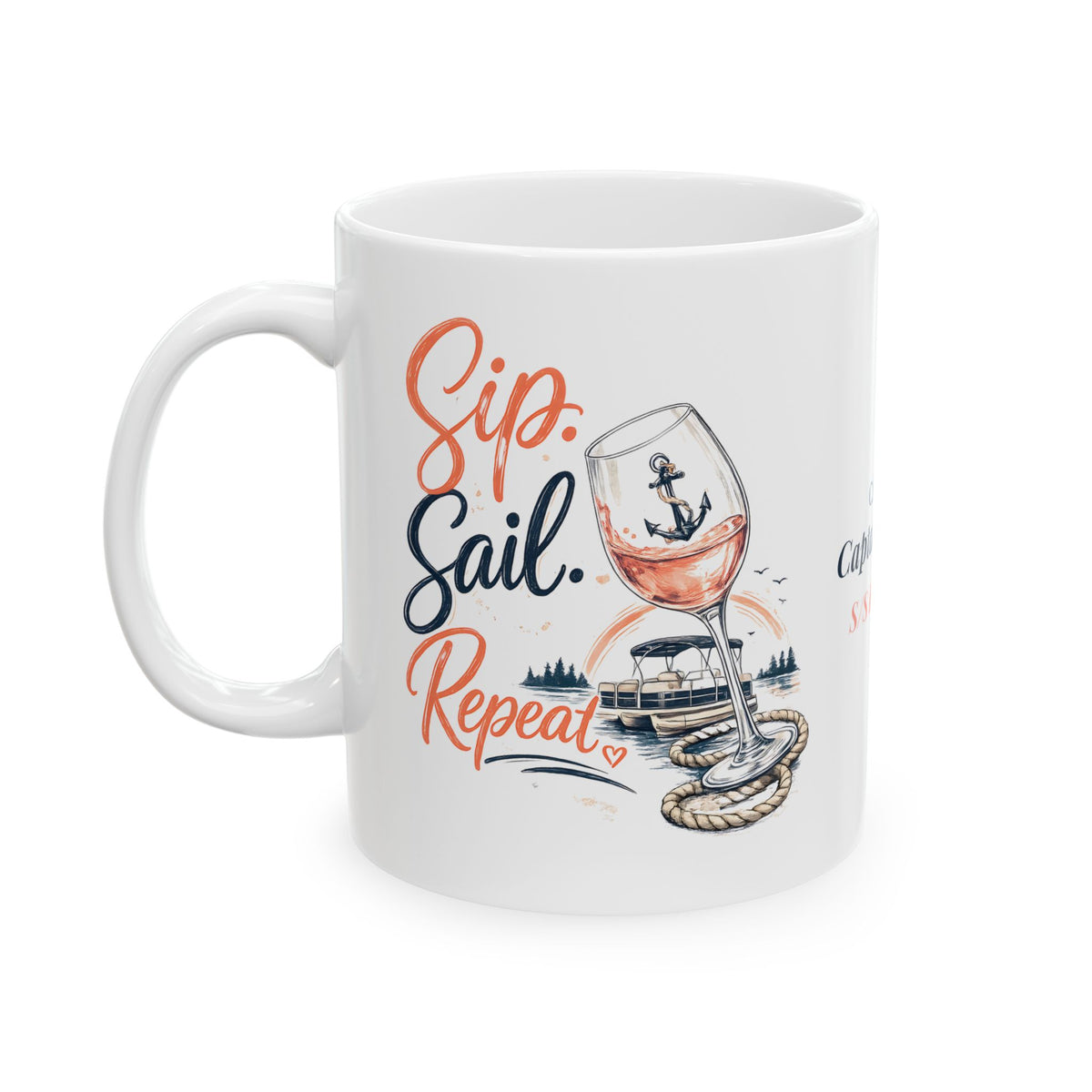 Pontooncini & Sip Sail Repeat — Personalized Captain Mug | Nautical