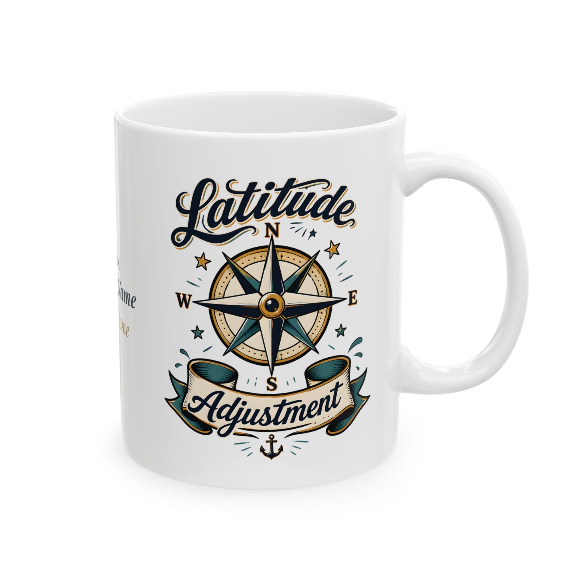 Latitude Adjustment & Sip Sail Repeat — Personalized Captain Mug | Vintage
