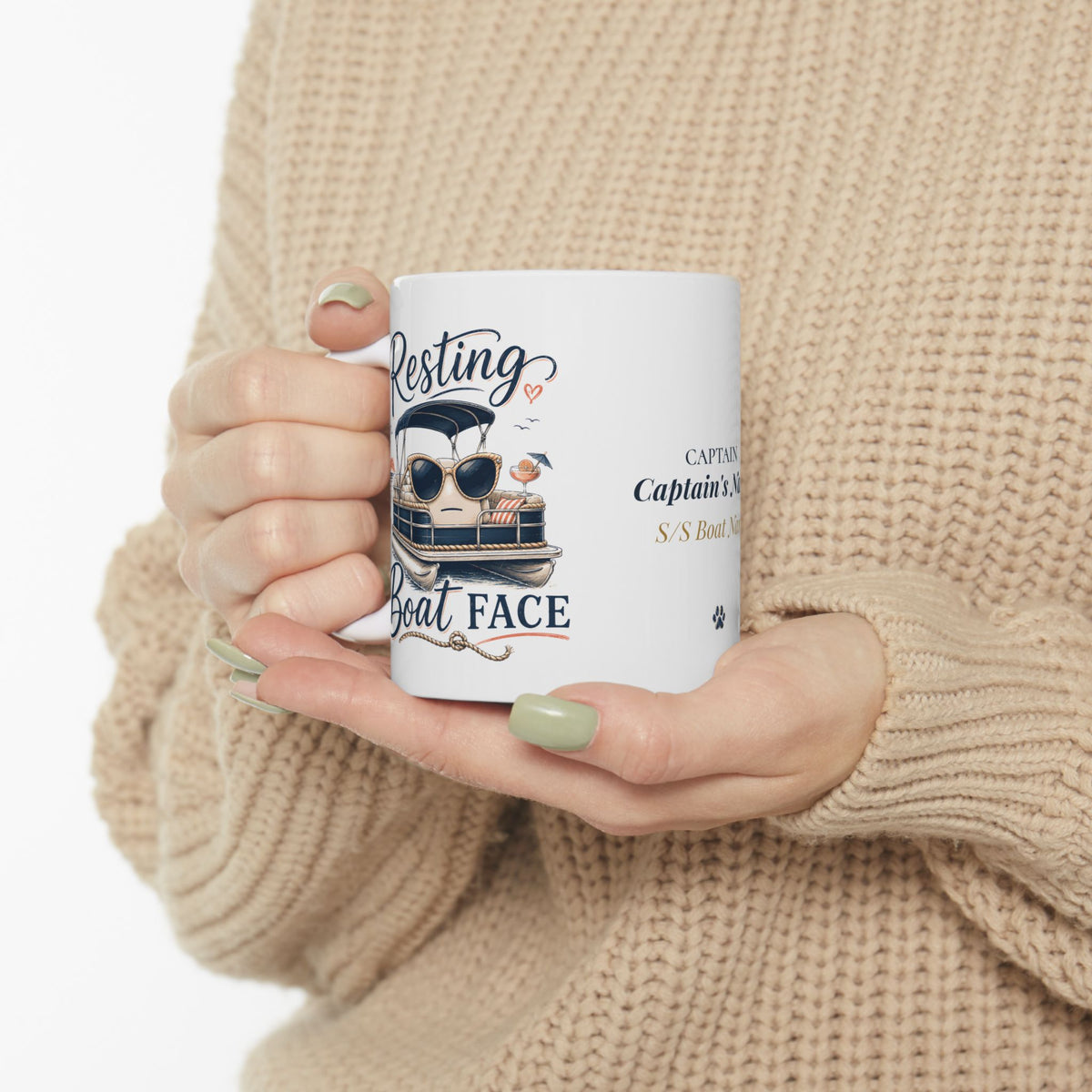 Sip Sail Repeat & Resting Boat Face — Personalized Captain Mug | Nautical