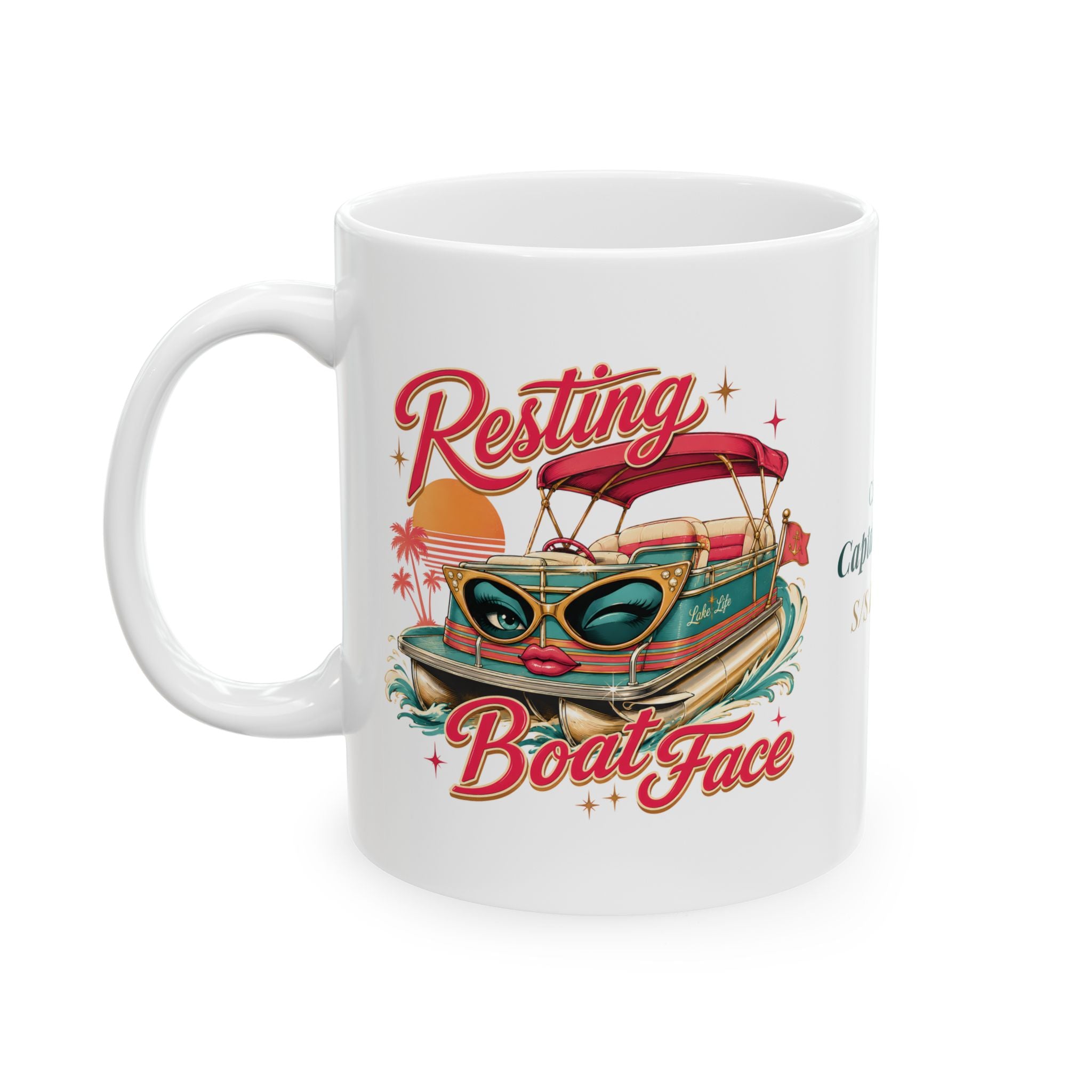Sip Sail Repeat & Resting Boat Face — Personalized Captain Mug | Retro Riviera