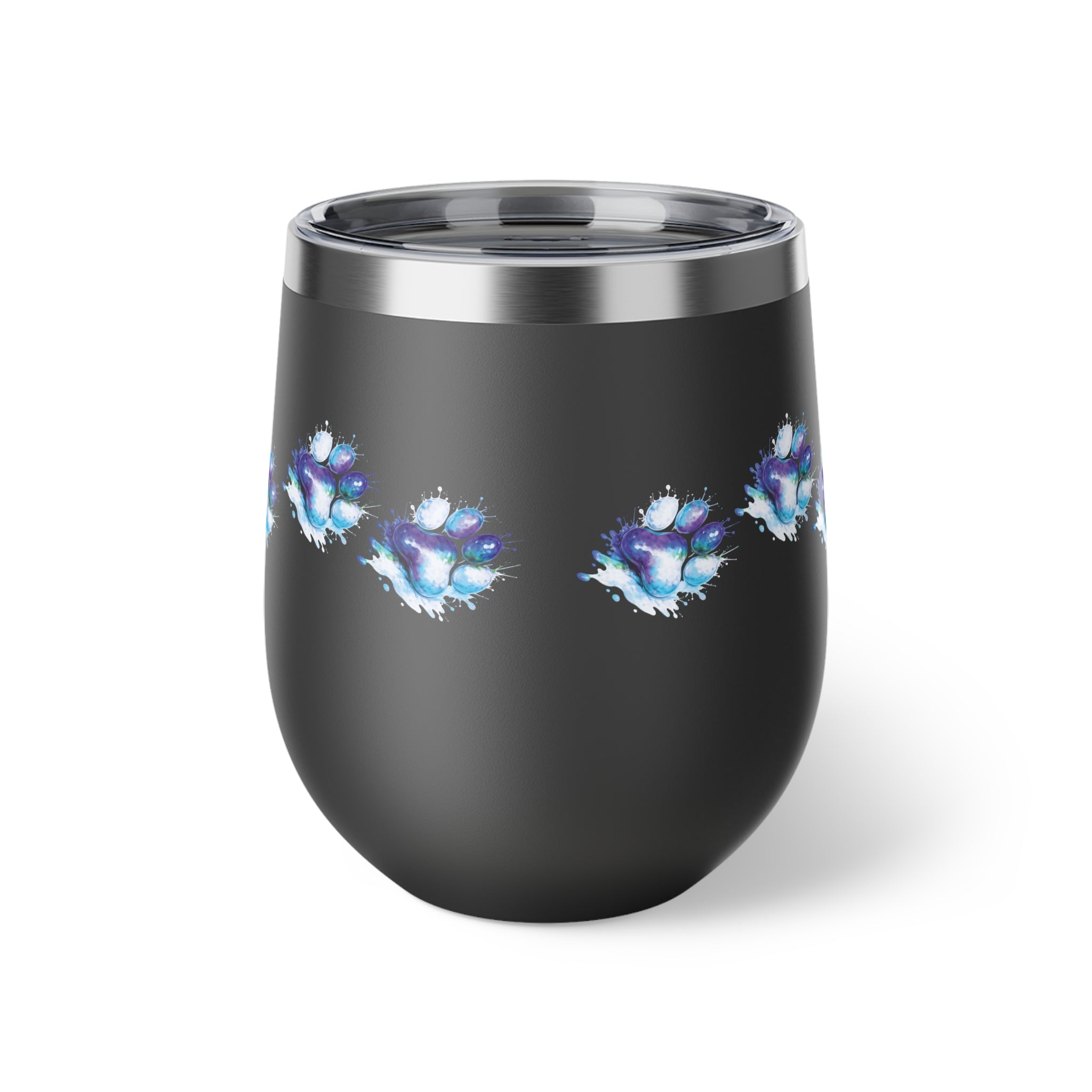 Watercolor Paw Print - 12oz Wine Tumbler