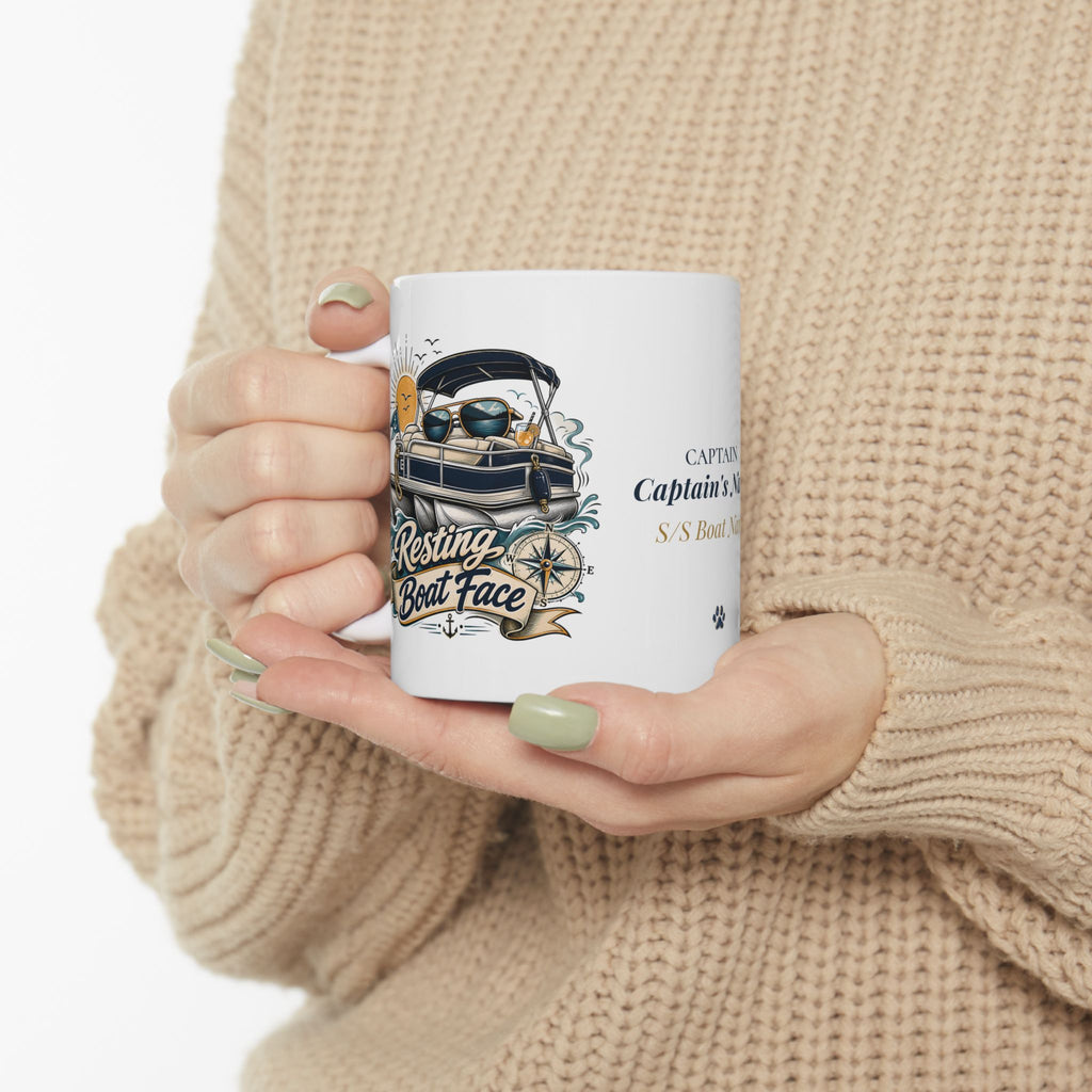 Anchor Management & Resting Boat Face — Personalized Captain Mug | Nautical