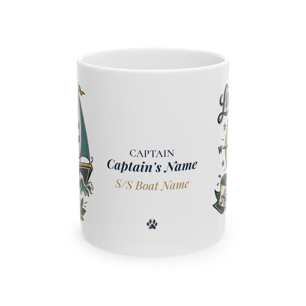 Latitude Adjustment & Sip Sail Repeat — Personalized Captain Mug | Vintage