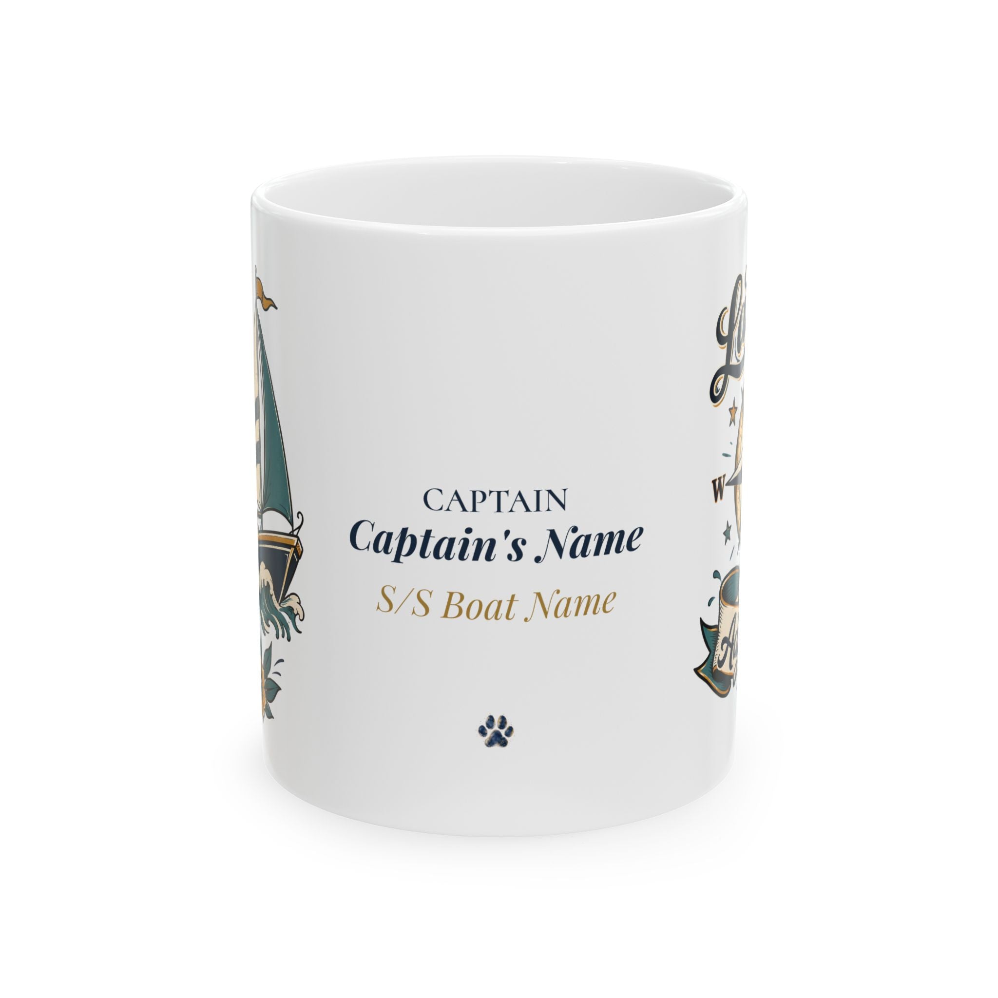 Latitude Adjustment & Sip Sail Repeat — Personalized Captain Mug | Vintage