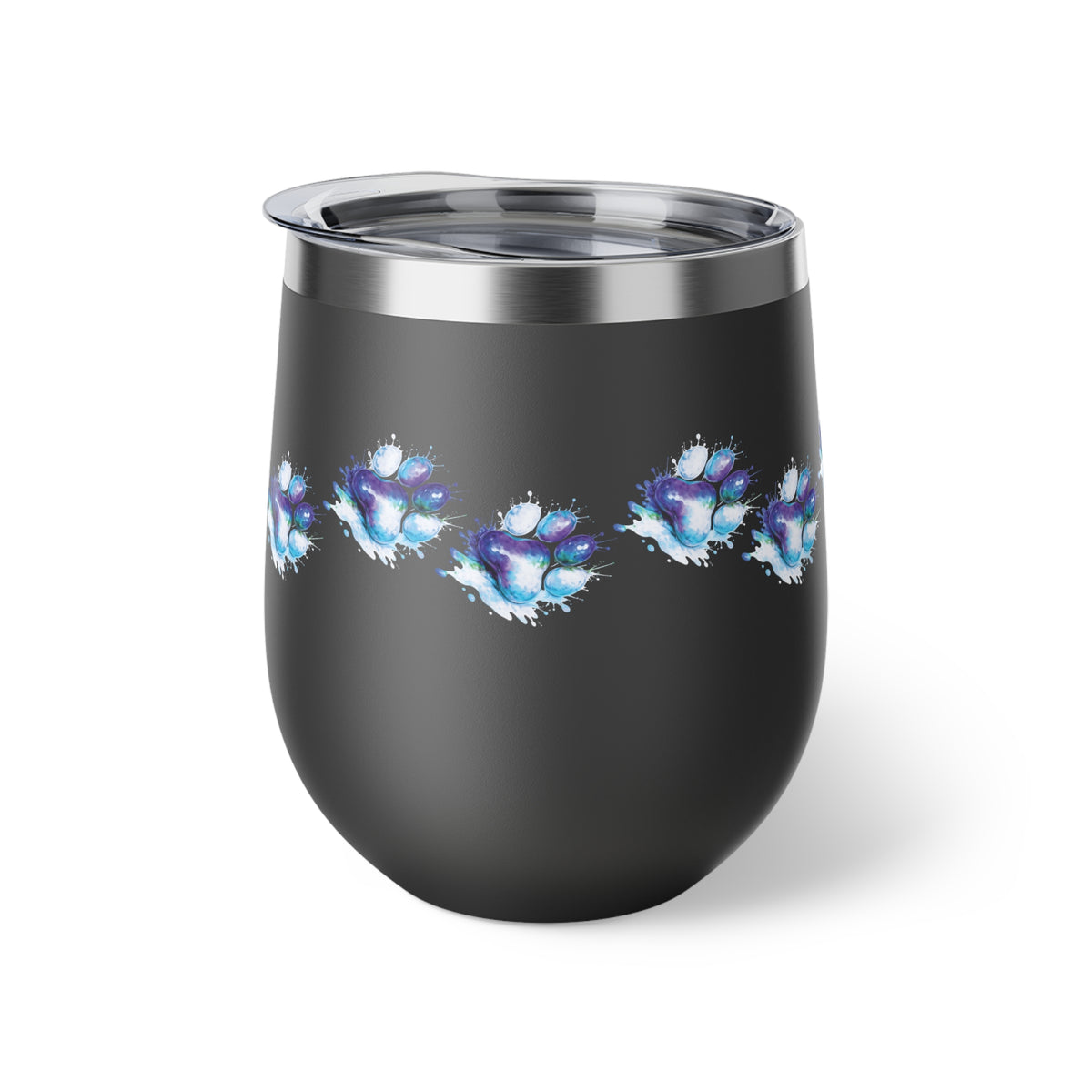Watercolor Paw Print - 12oz Wine Tumbler