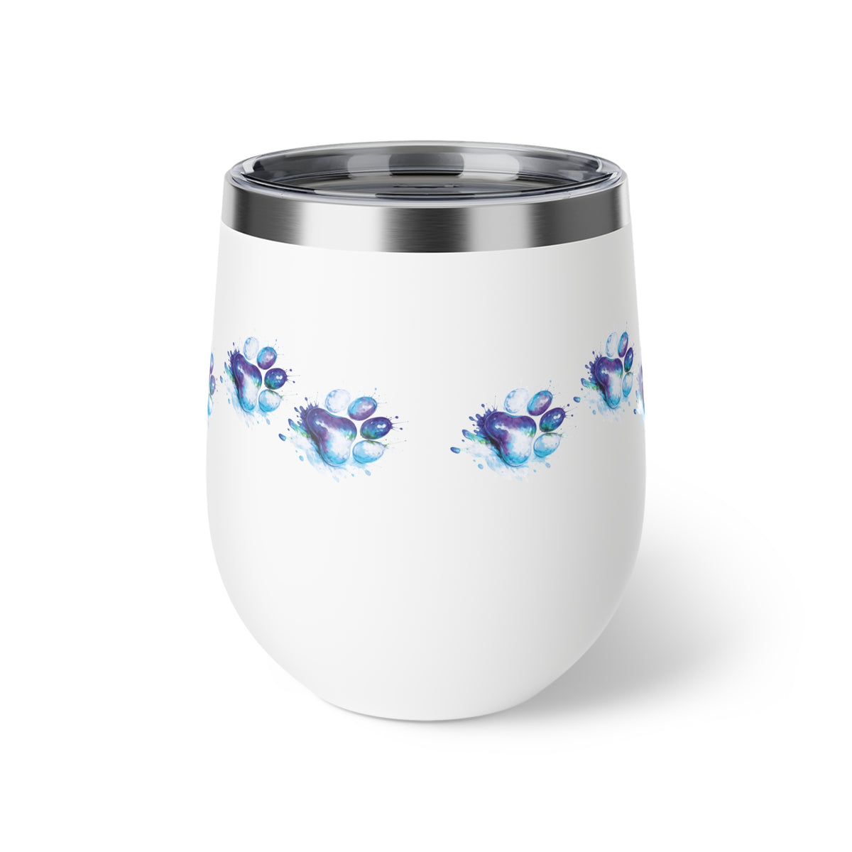 Watercolor Paw Print - 12oz Wine Tumbler