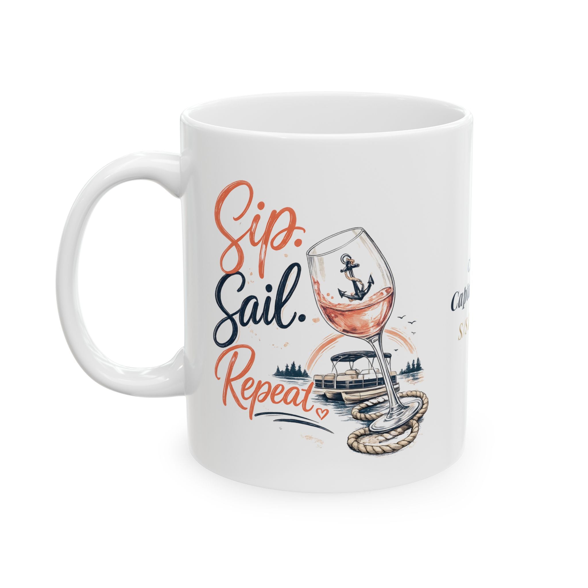 Anchor Management & Sip Sail Repeat — Personalized Captain Mug | Nautical