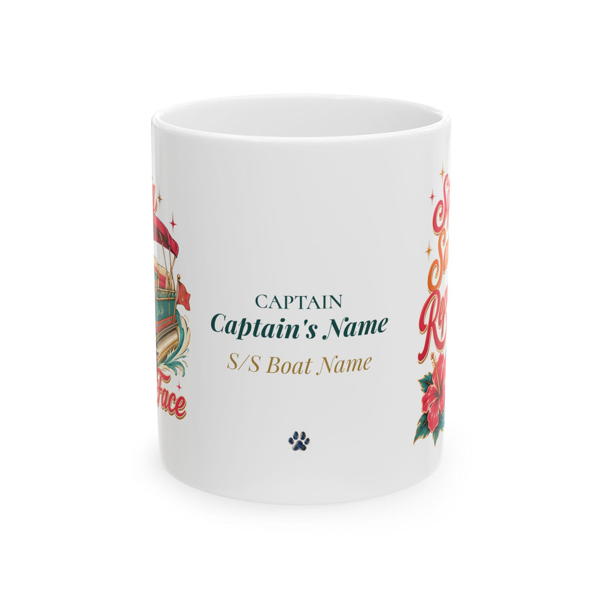 Sip Sail Repeat & Resting Boat Face — Personalized Captain Mug | Retro Riviera