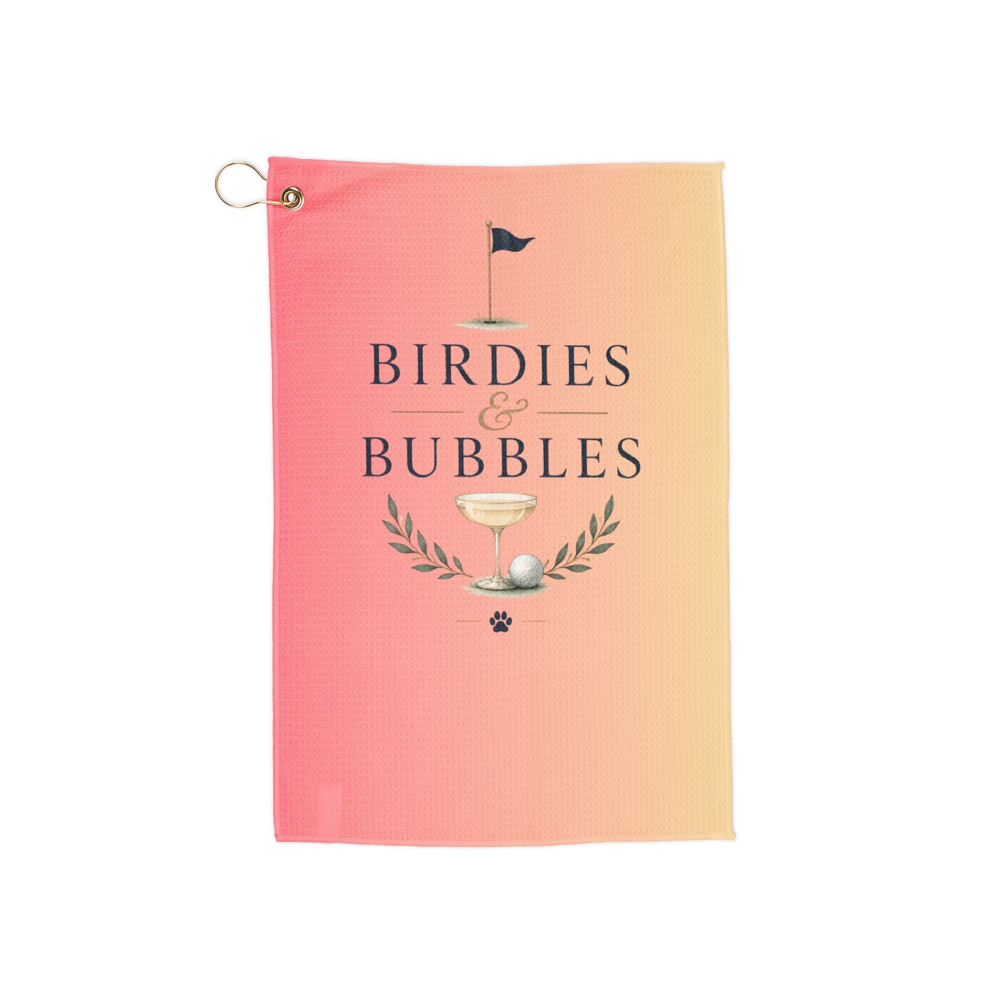 Birdies & Bubbles Golf Towel (Rose) | Good Boy Golf Club