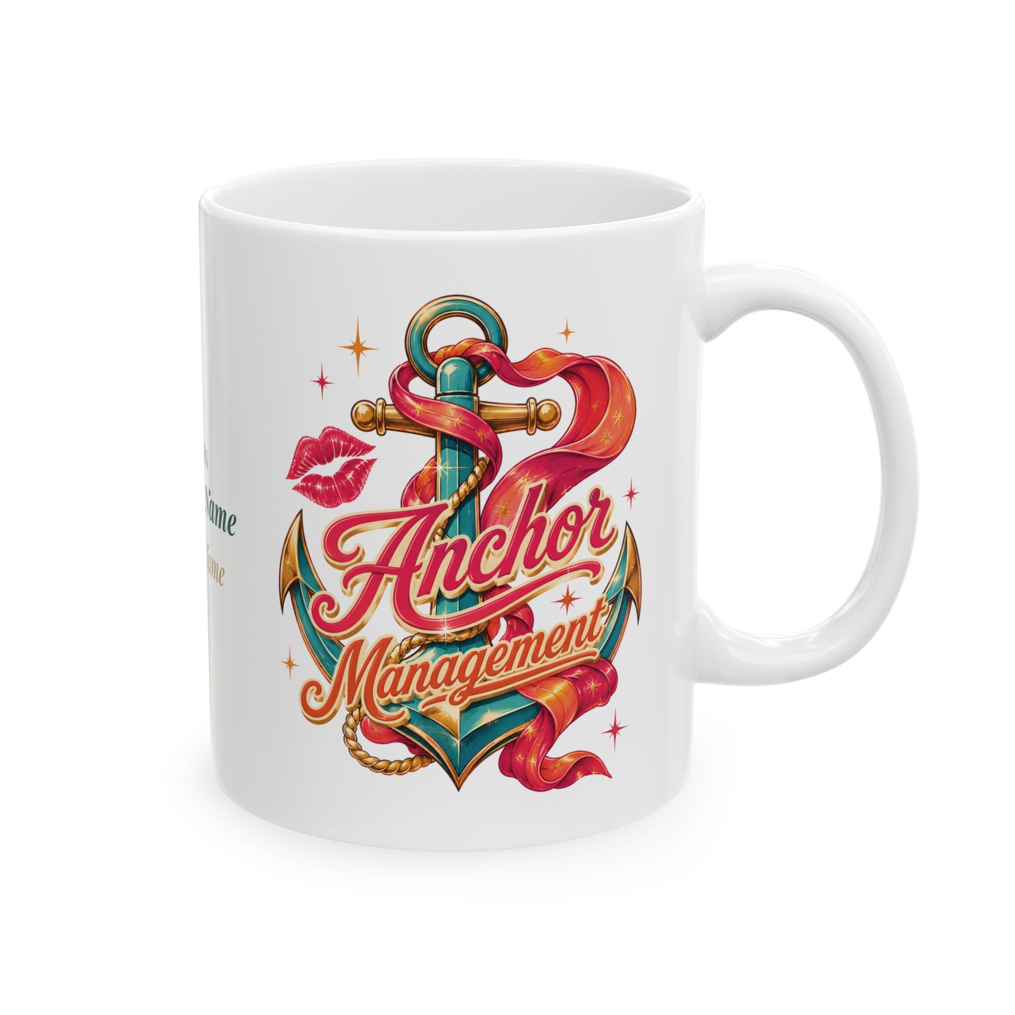 Anchor Management & Resting Boat Face — Personalized Captain Mug | Retro Riviera
