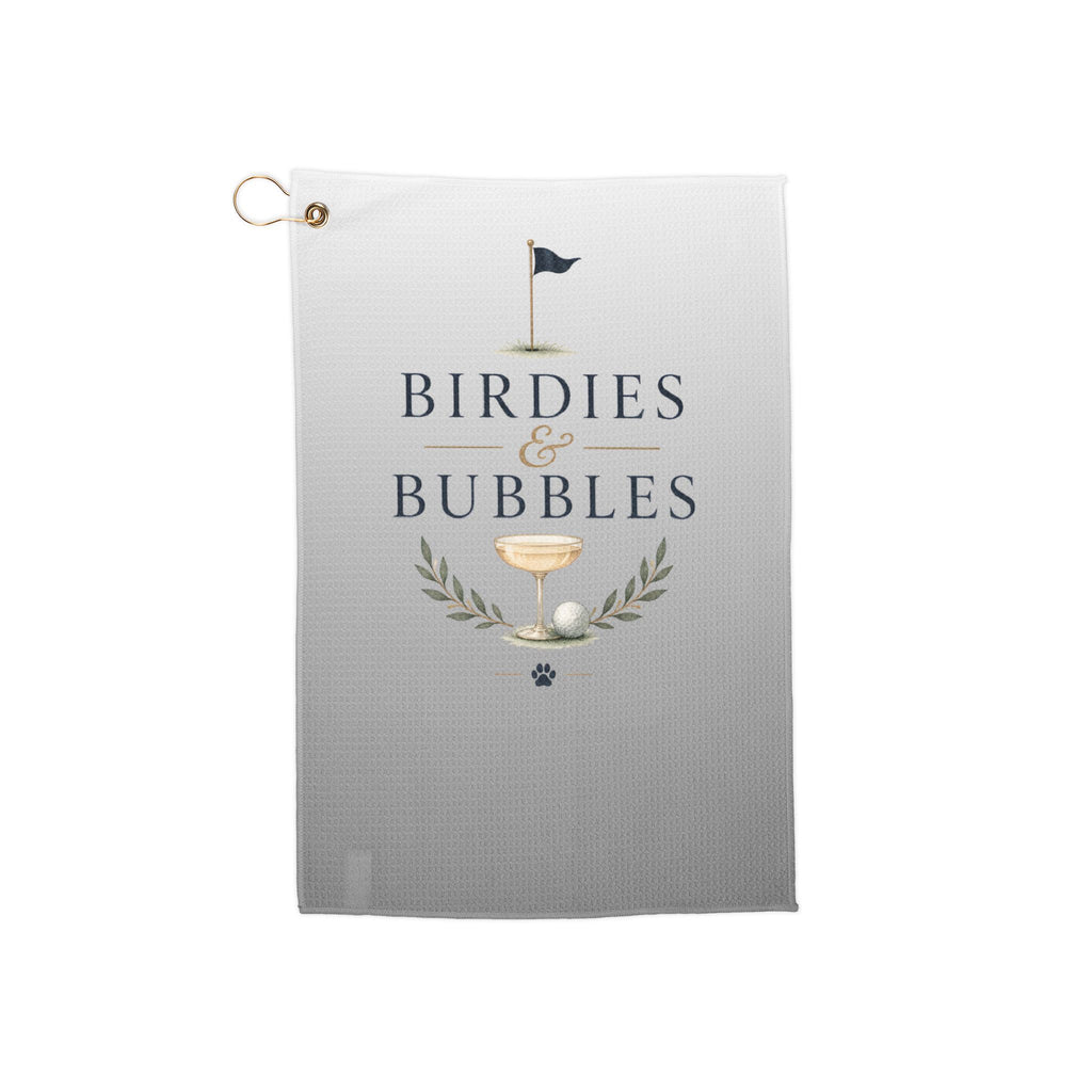 Birdies & Bubbles Golf Towel (Grey) | Good Boy Golf Club