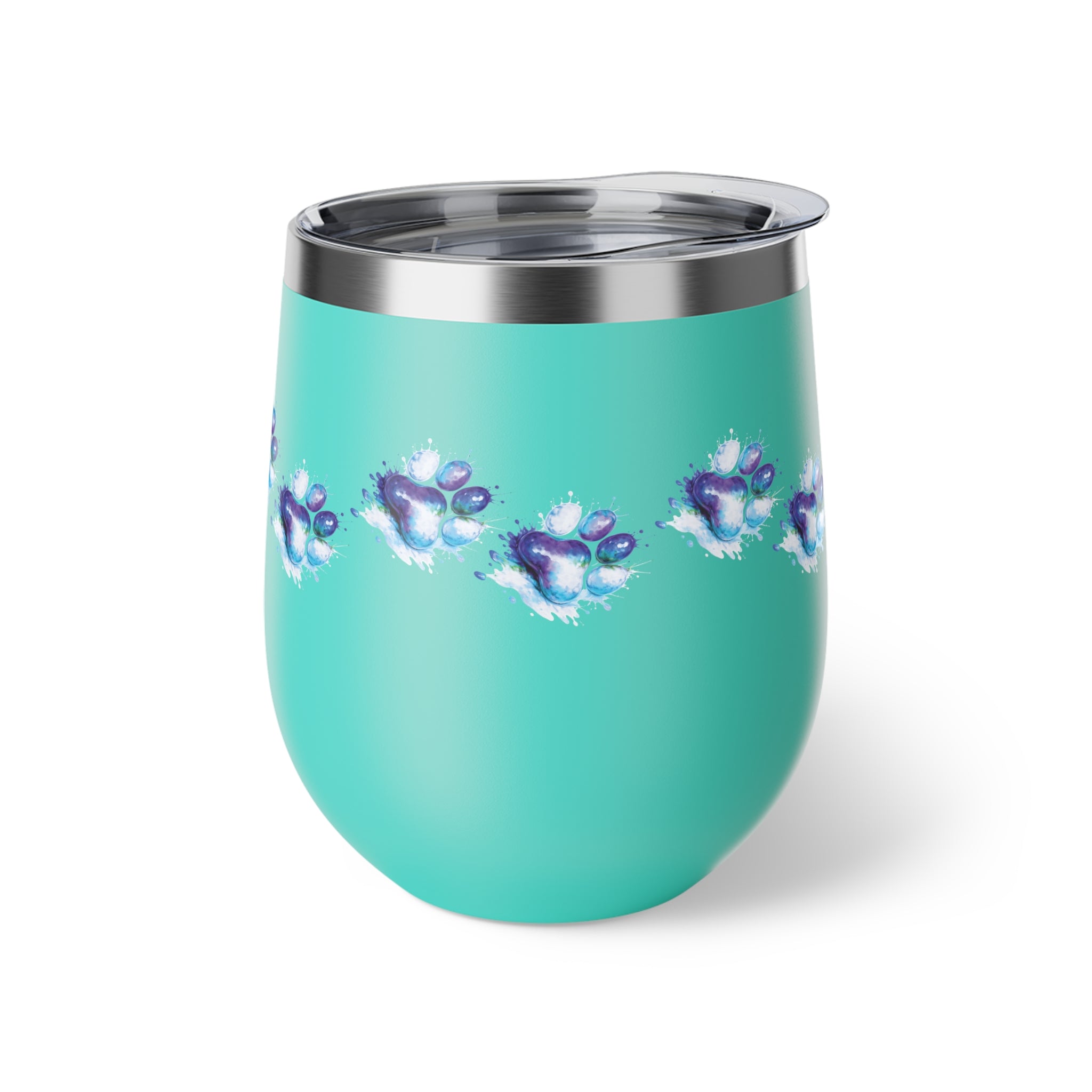 Watercolor Paw Print - 12oz Wine Tumbler