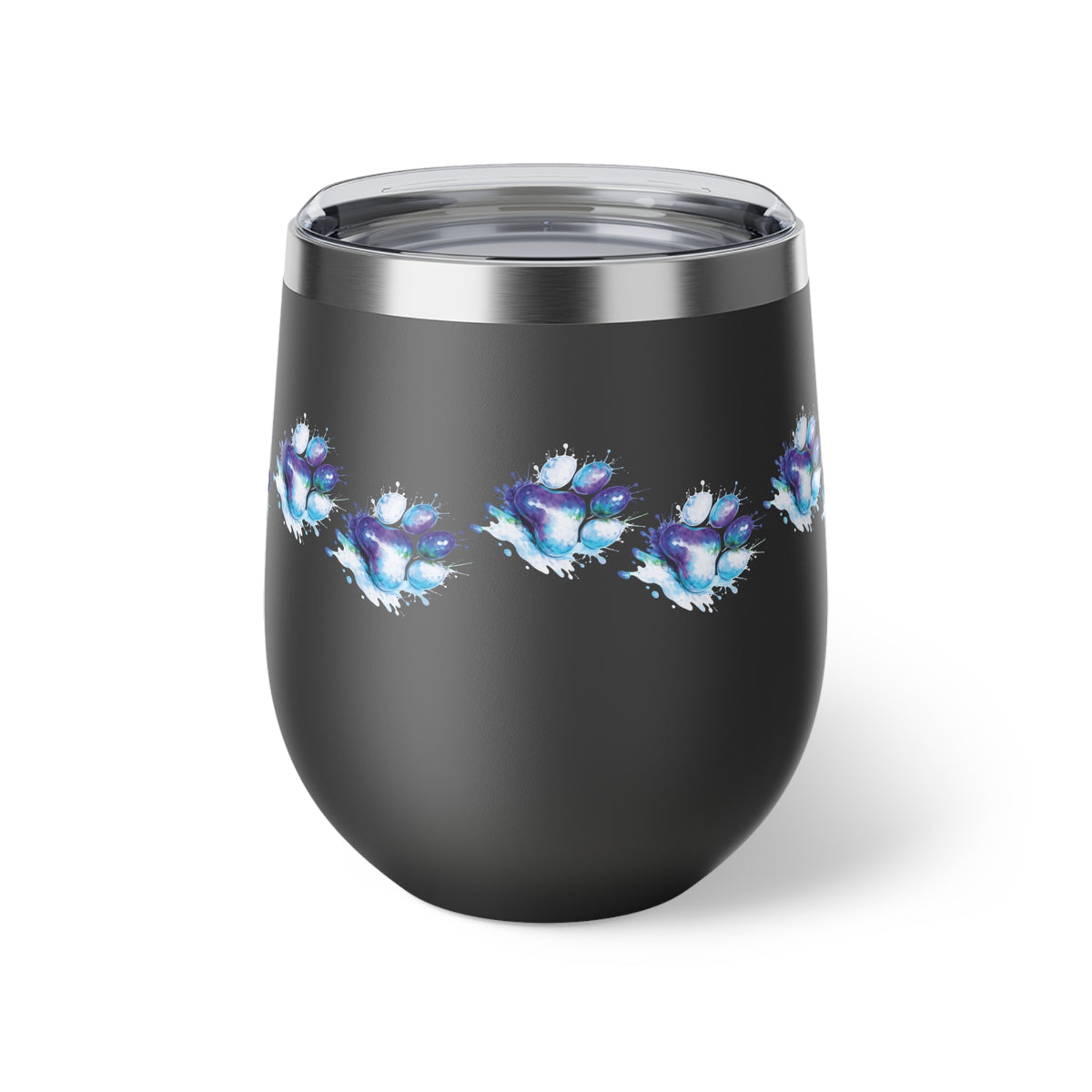 Watercolor Paw Print - 12oz Wine Tumbler