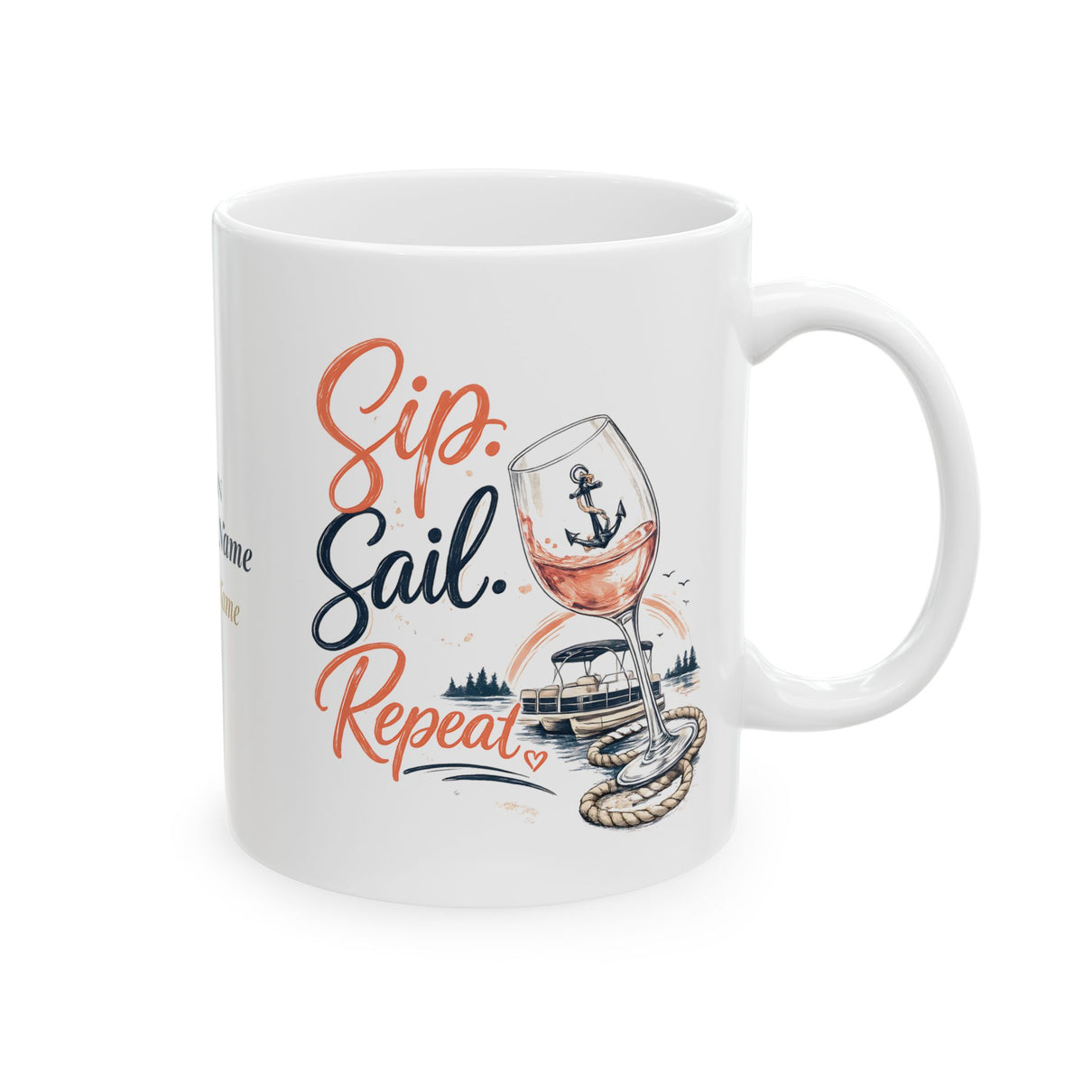 Sip Sail Repeat & Resting Boat Face — Personalized Captain Mug | Nautical