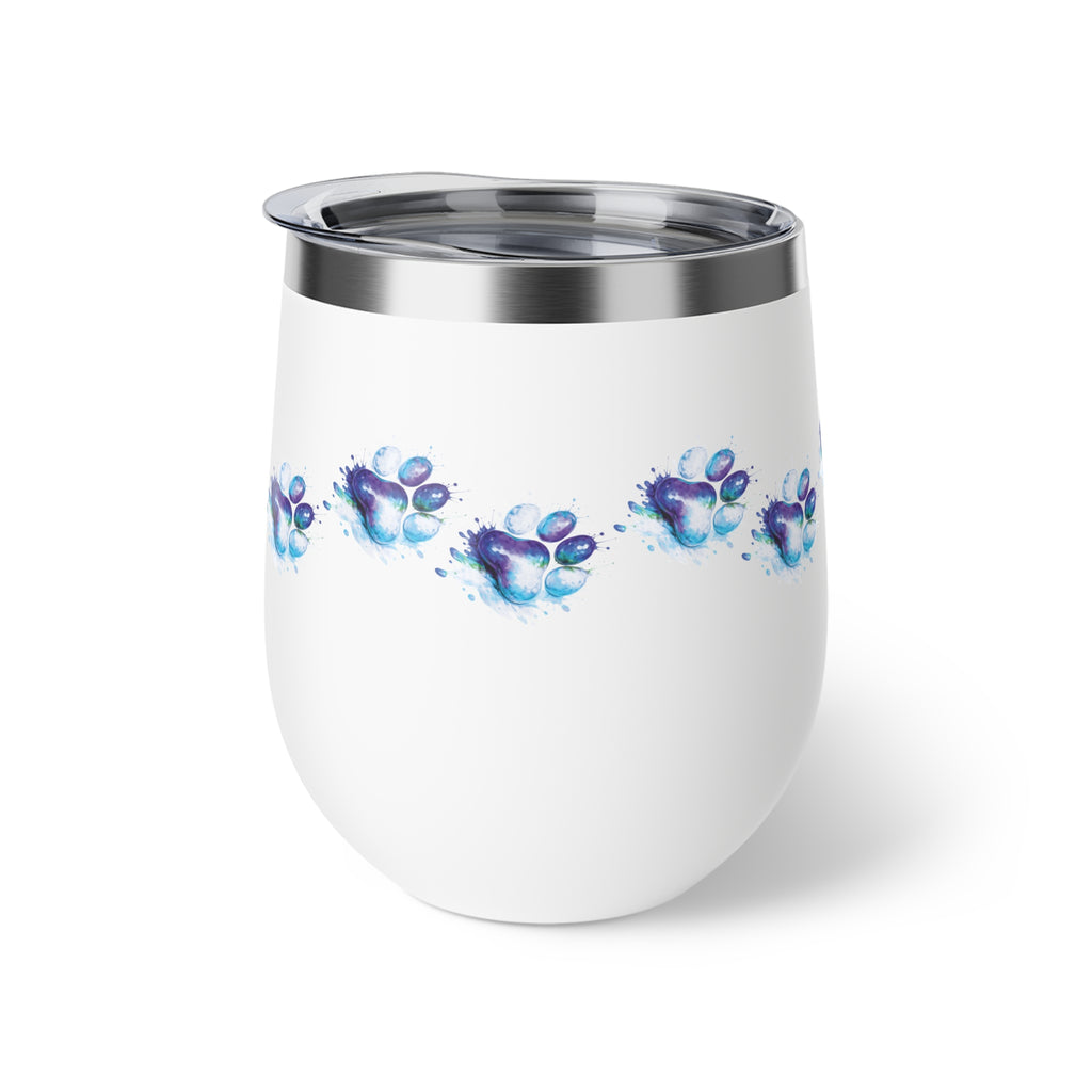 Watercolor Paw Print - 12oz Wine Tumbler