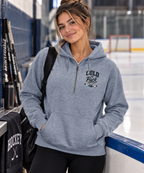 Hockey Cold as Puck - 2-Sided Ladies Fleece 1/2 Zip Hoodie