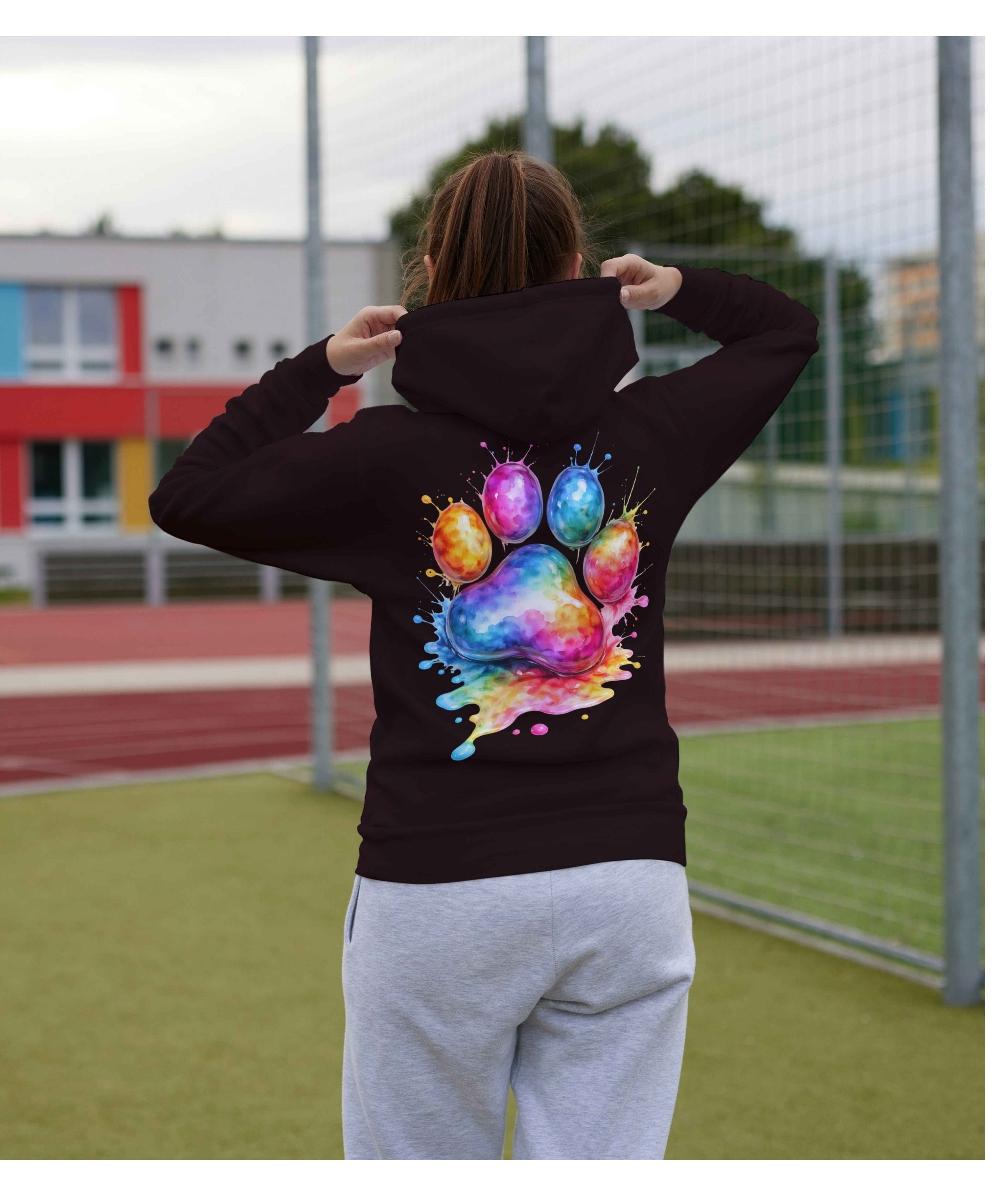 Paw Prints Cuddling Cat - 2-Sided Adult Hoodie