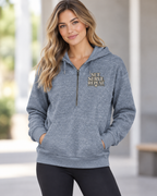 Volleyball Set Serve Repeat - Ladies 1/2 Zip Fleece Blend Hoodie