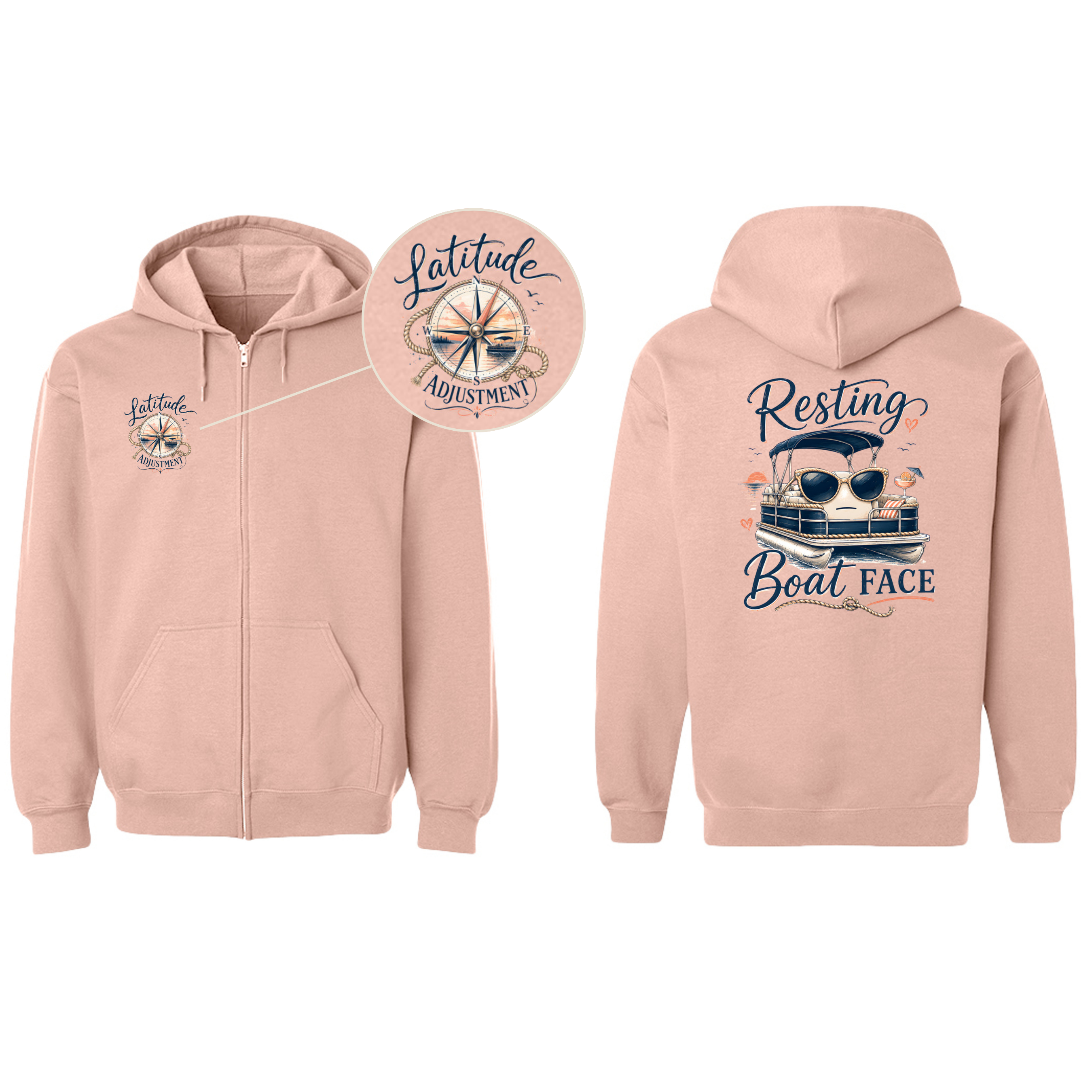 Latitude Adjustment & Resting Boat Face - 2-Sided Adult Zip Hoodie